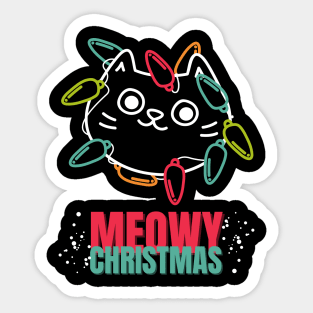 Christmas Cat Meowy Christmas Sticker
